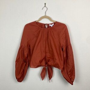 NWT Gianni Bini | Burnt Rust Orange Cropped Blouson Sleeve Cropped Bloud S